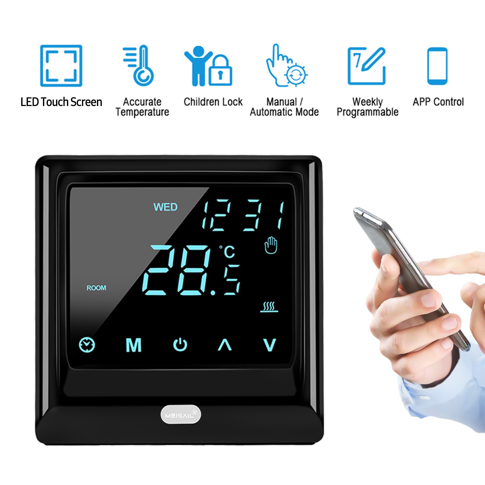 Wi-Fi Smart Thermostat 16A Temperature Controller APP Remote Control Weekly Circulation Programmable Electric Underfloor Heating