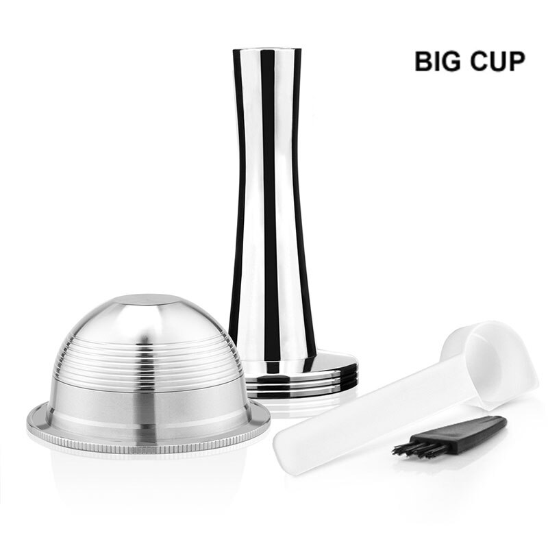 ICafilasSVIP Stianless Steel Reusable Vertuoline Capsule For Nespresso Vertuo Coffee Filter Espresso For Vertuo Plus: 1 Big 1 Tamper