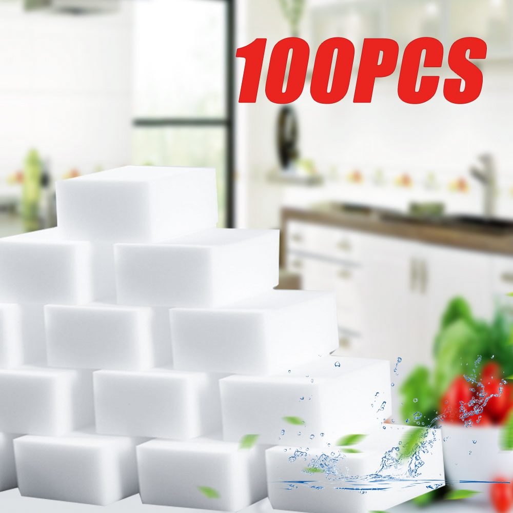 100 Stks/partij Melamine Spons Magische Spons Gum Witte Gum Reiniger Schoonmaaksponzen Voor Keuken Badkamer Reiniging Tool 10*6*2Cm