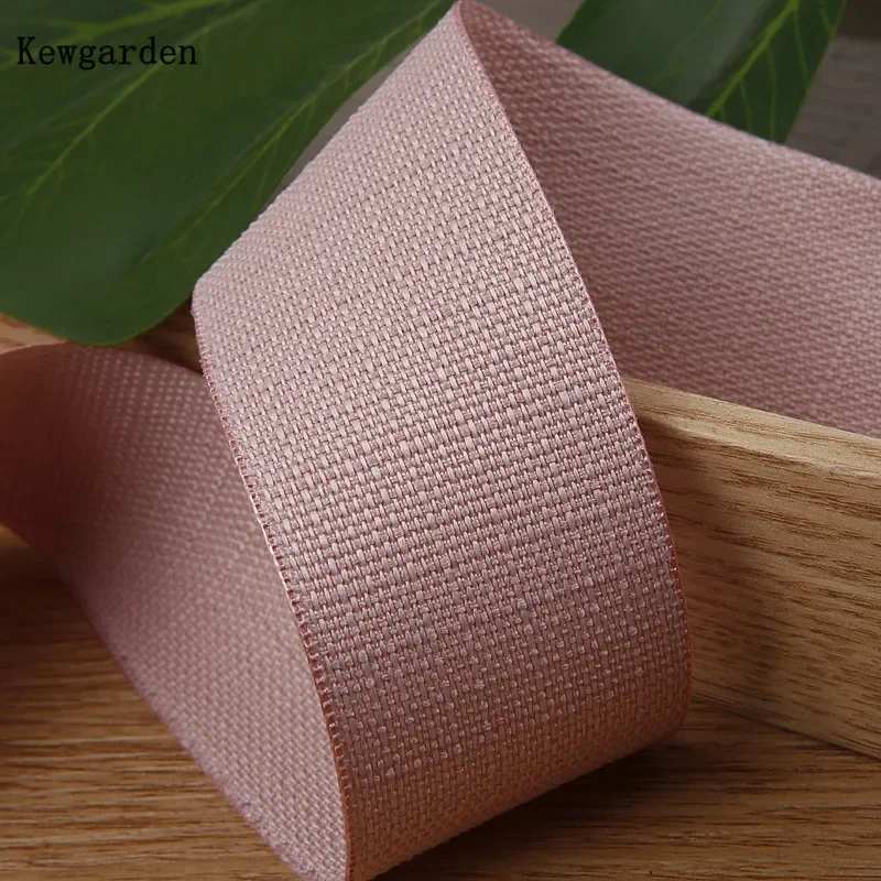 Kewgarden 40mm 1,5 "cinta de lino y algodón DIY lazos para el cabello accesorios de costura cinta hecha a mano manualidades 10 yardas: Rosa