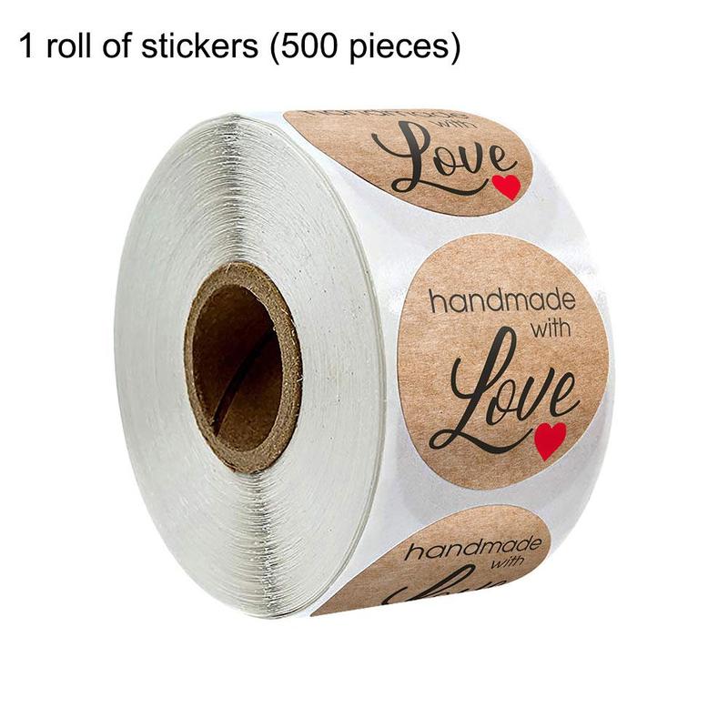 Handmade Love Stickers Packaging Writing Stickers Round Decorations Labels 1inch 500pcs W1T6