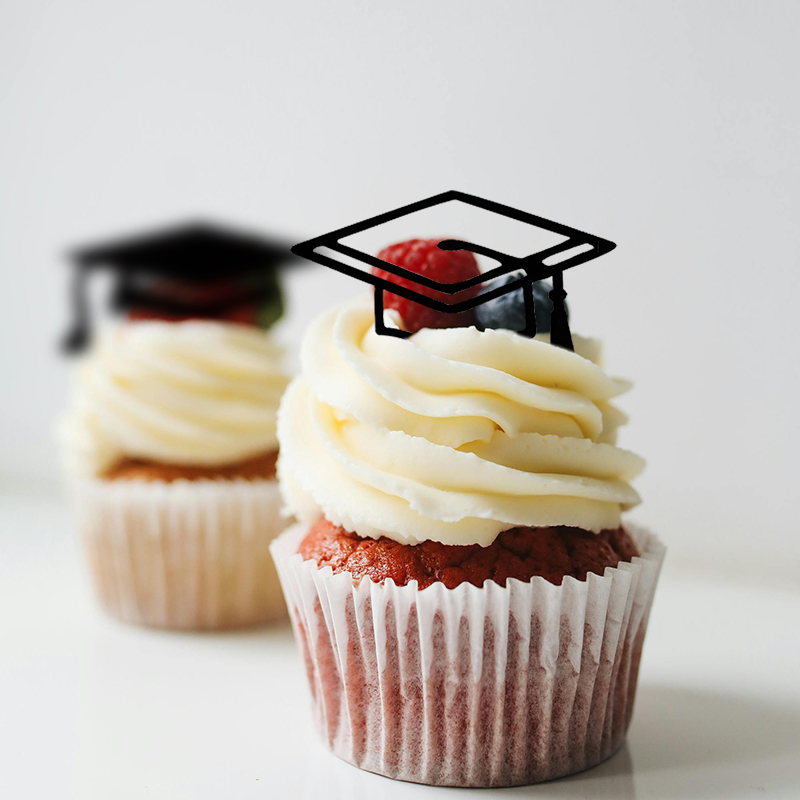 10pcs Congrats Grad Cupcake Toppers Class Of Bachelor Cap Acrylic Cake Toppers For Celebrate Graduation Party Cake Decor