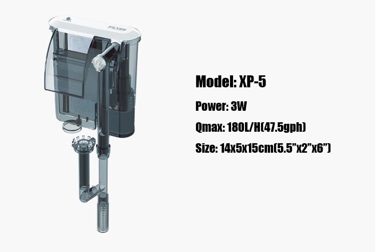 110v 220v External hang on Power filter transparent aquarium fish tank surface skimmer function mini nano: XP05 for 30cm tank / 110v 60Hz