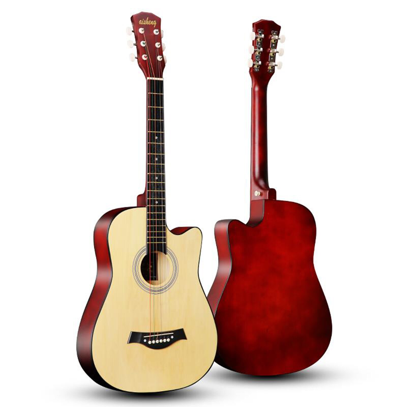 Ammoon 36/38/39/40/41 zoll Akustische Volk Gitarre Bausatz Cutaway Akustische Volk Gitarre Bausatz mit Gitarre Mithelfer: 38Zoll Holz