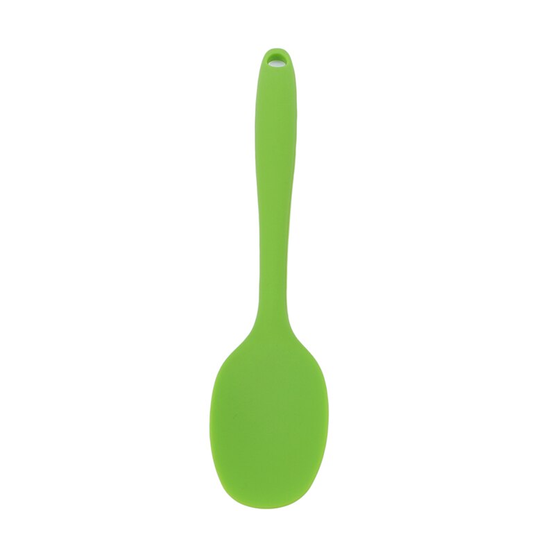 Cuchara raspadora de silicona resistente al calor, Mango integrado, cuchara para arroz, espátula para sartén, utensilios de cocina para Tartas: green