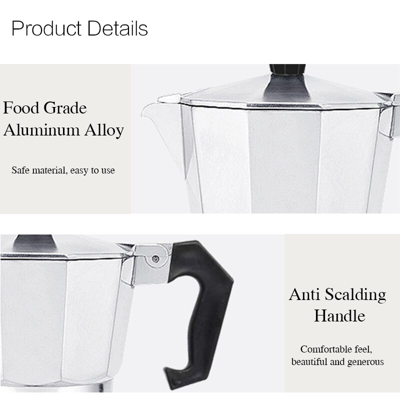 Moka Fliter Pot Maker Moka Pot Stainless Steel Classic Italian Espresso Coffee Pot For Home