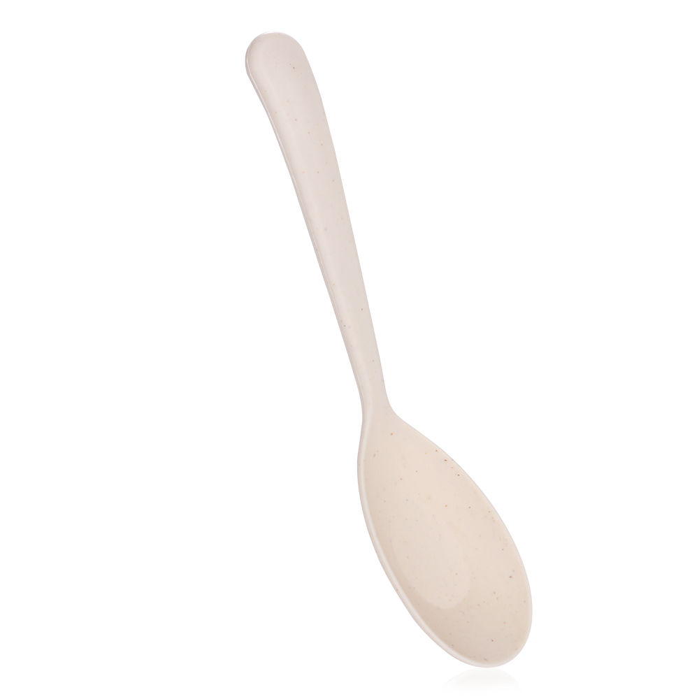 1/3 st vete halm långt handtag soppa sked barn vuxen bärbar porslin miljövänligt köksbestick: Beige / 3 st