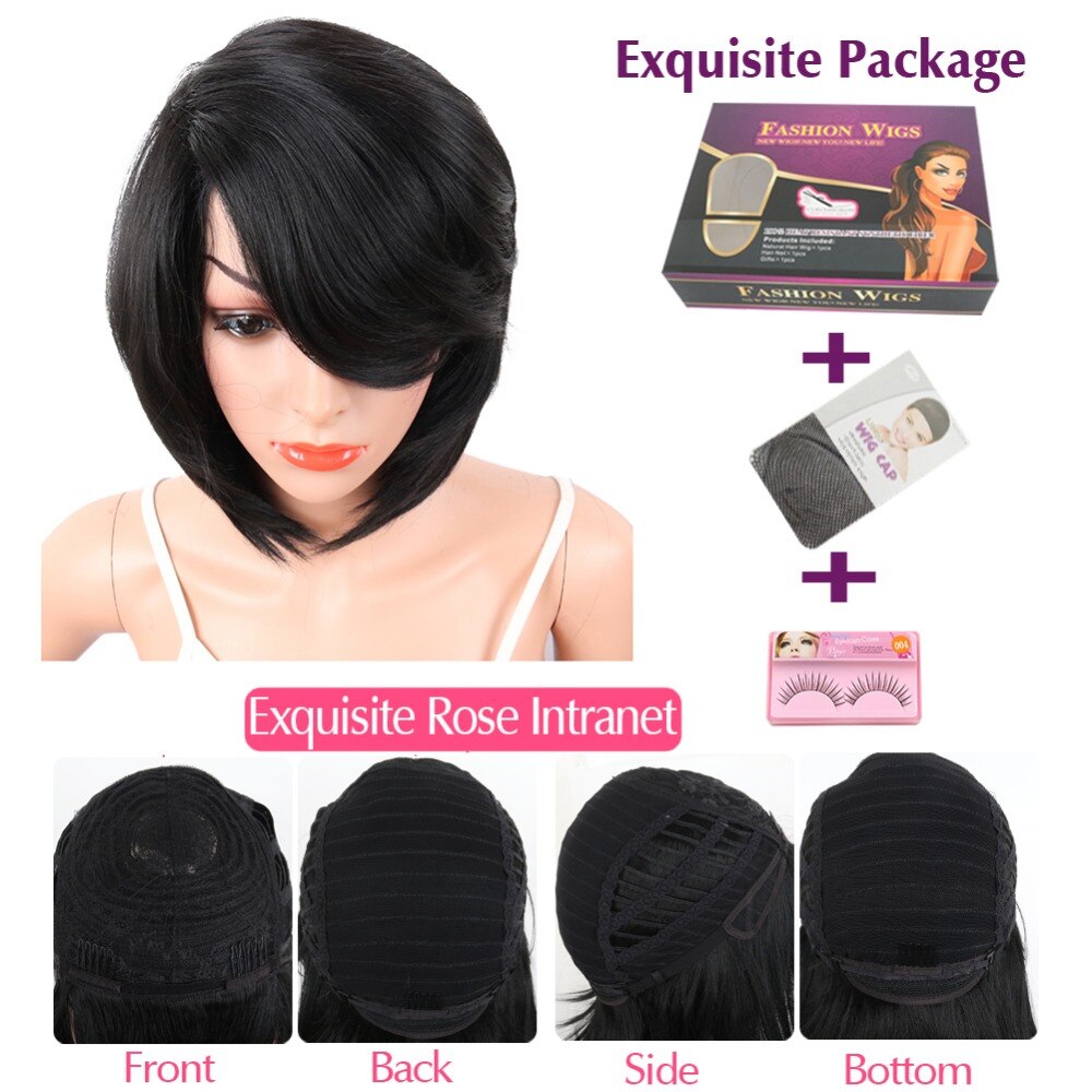 Deyngs-pelucas sintéticas de Bob corto con flequillo para Mujeres Afro Americanas, corte Pixie, pelo Natural, cortes de pelo, Kanekalon