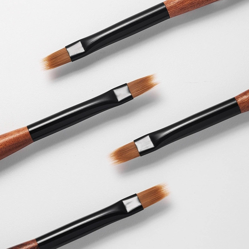 1Pc Ronde Houten Handvat Nagel Ombre Borstel Nail Art Schilderen Pen Borstel UV Gel Polish Gradiëntkleur Acryl Nagel Tekenpen