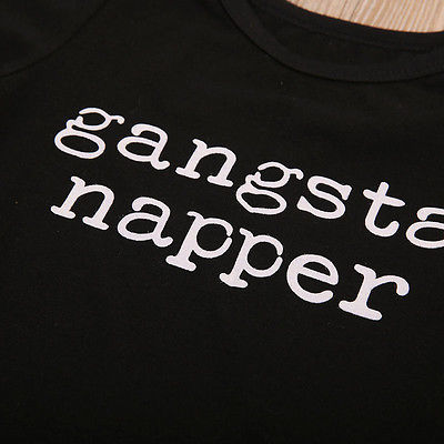 0-24M Cotton Infant Baby Boys Gangsta Napper Romper Black Short Sleeve Jumpsuit Clothes Outfits Sunsuits