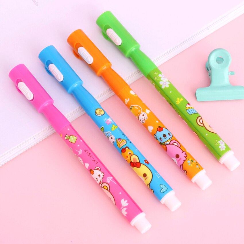 Invisible Highlighter Pen with LED Electronic Light Round Fiber Tip Marker Pen for Kids Students Stationery Supply