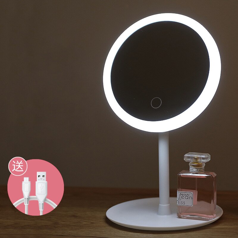 LED Makeup Mirror Battery Operated Stand for Tabletop Bathroom Bedroom Travel with Touch Dimmer Switch Cosmetic Mirror: white  one light