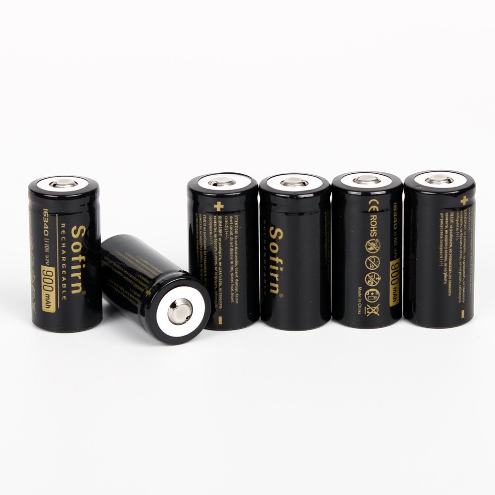 Sofirn genopladeligt 16340 batteri li-ion batteri 3.7v 900 mah 16340 celle genopladelige batterier