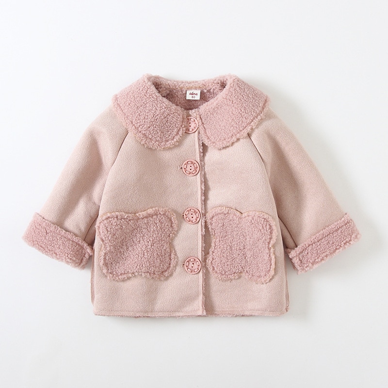 Babymeisjes wollen jas winter peuterkleding kinderen warme fluwelen jassen kinderen meisjes bovenkleding kosten meisjes winter wollen jas