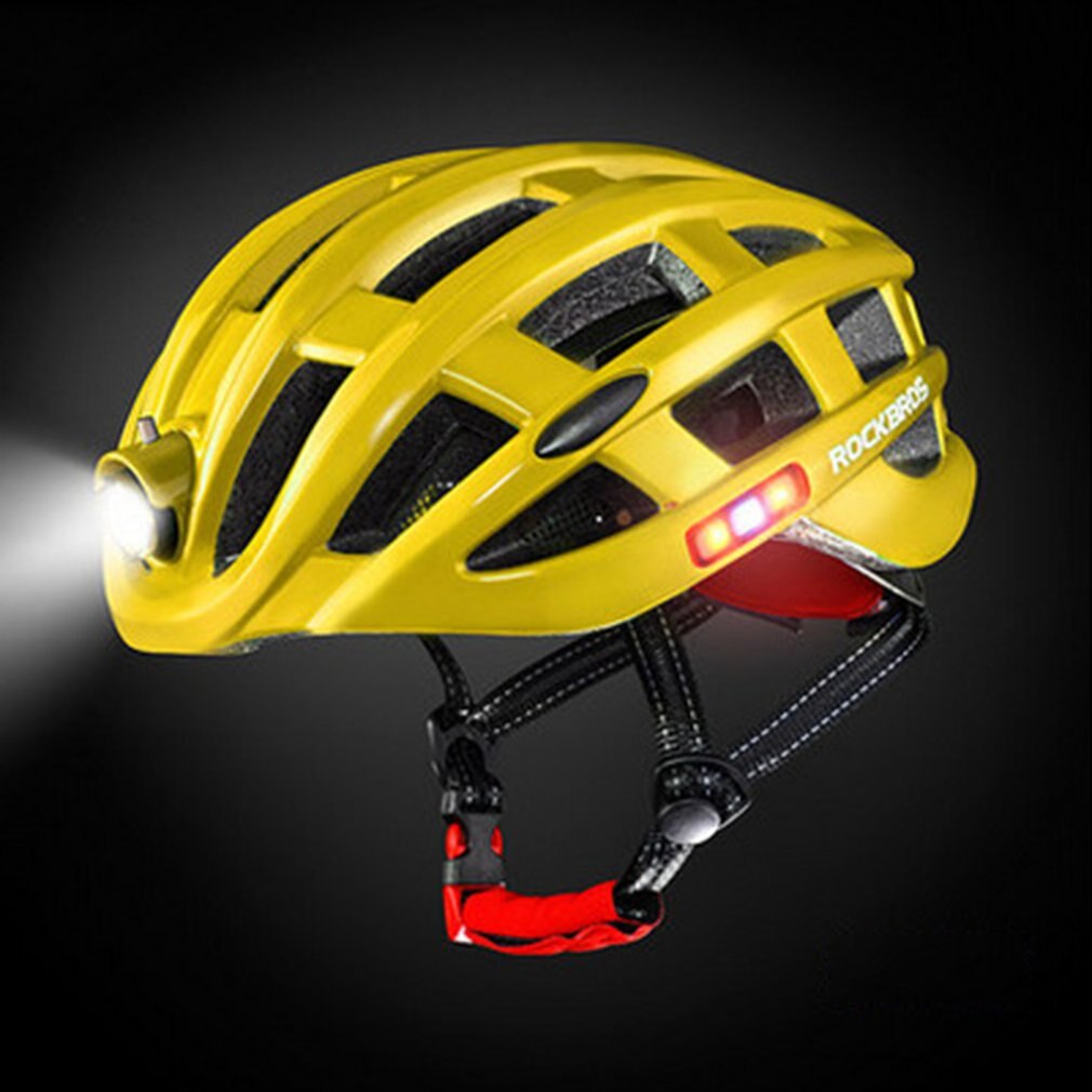 Casco deportivo para exterior ROCKBROS con luz para bicicleta de montaña casco de seguridad de conducción para ciclismo bicicleta: yellow