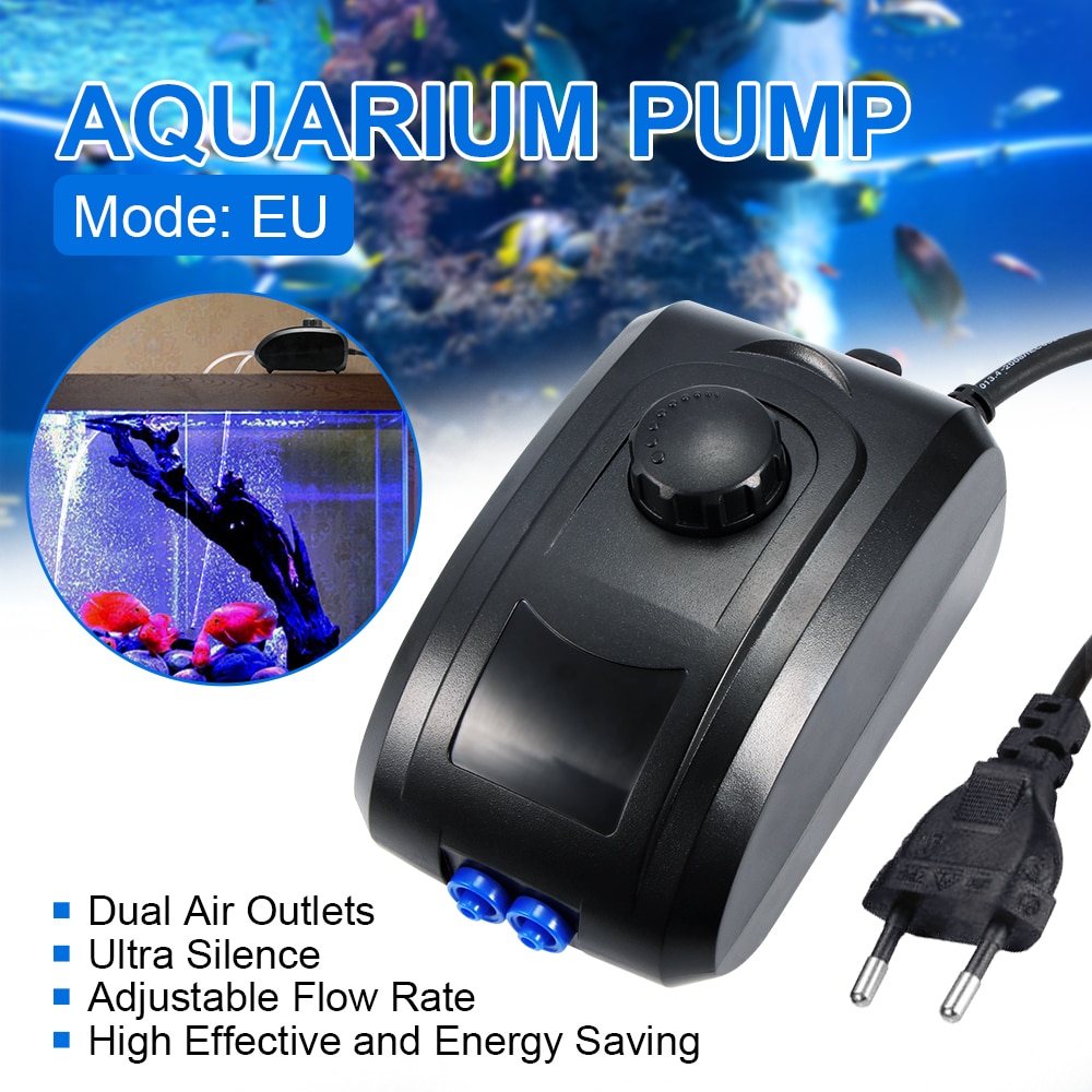 1PC Stille 4W luchtpomp luchtcompressor 2 Outlets voor lucht steen te verhogen Zuurstof, zwart Luchtpomp voor Fish tank aquarium