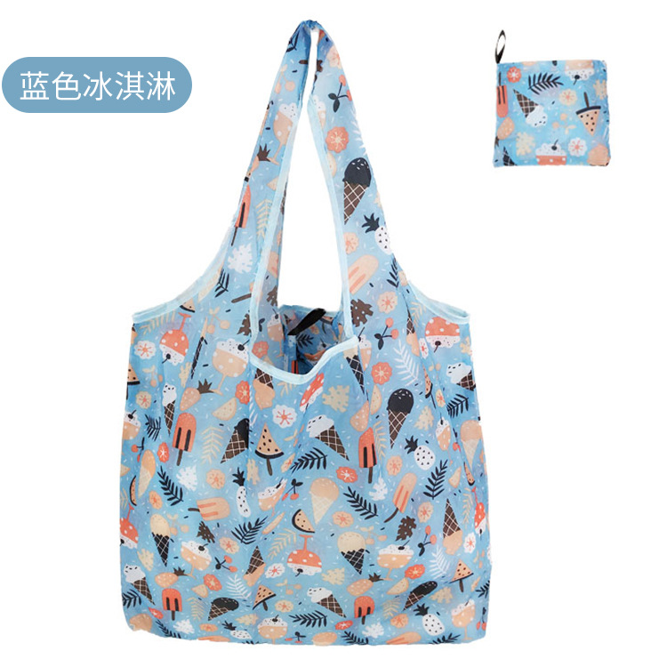Big Polyester ECO Folding Bag Reusable Shopping Bags for Market Foldable Shop Bag Eco-friend Reduce Plastic: ice cream