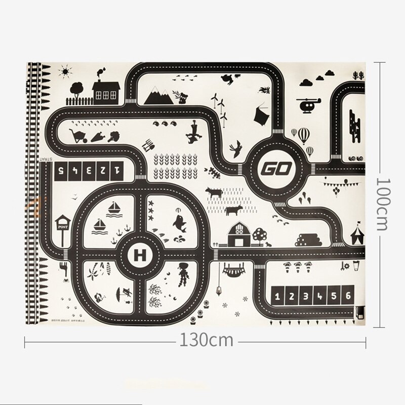 130*100cm tapetes de jogo do bebê crianças macio rastejando tapetes pista do carro padrão puzzles aprendizagem brinquedo estilo nórdico decoração quarto piso tapete: 130x100CM Mat