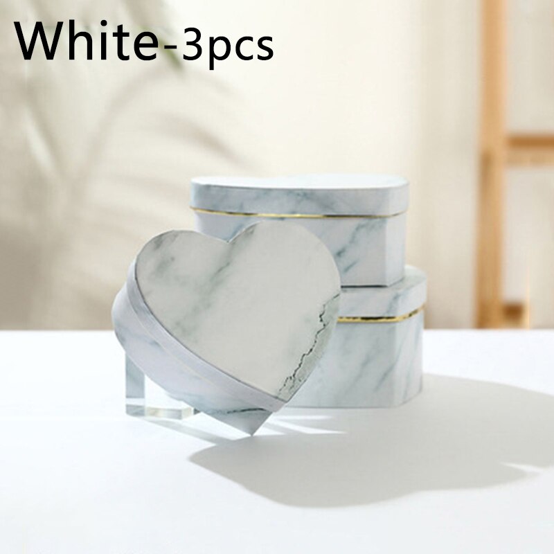 3Pcs Set Bloemist Hoed Dozen Hartvormige Doos Dozen Snoep Geschenkdoos Verpakking Dozen Voor Kerst Bloemen living Vaas: White