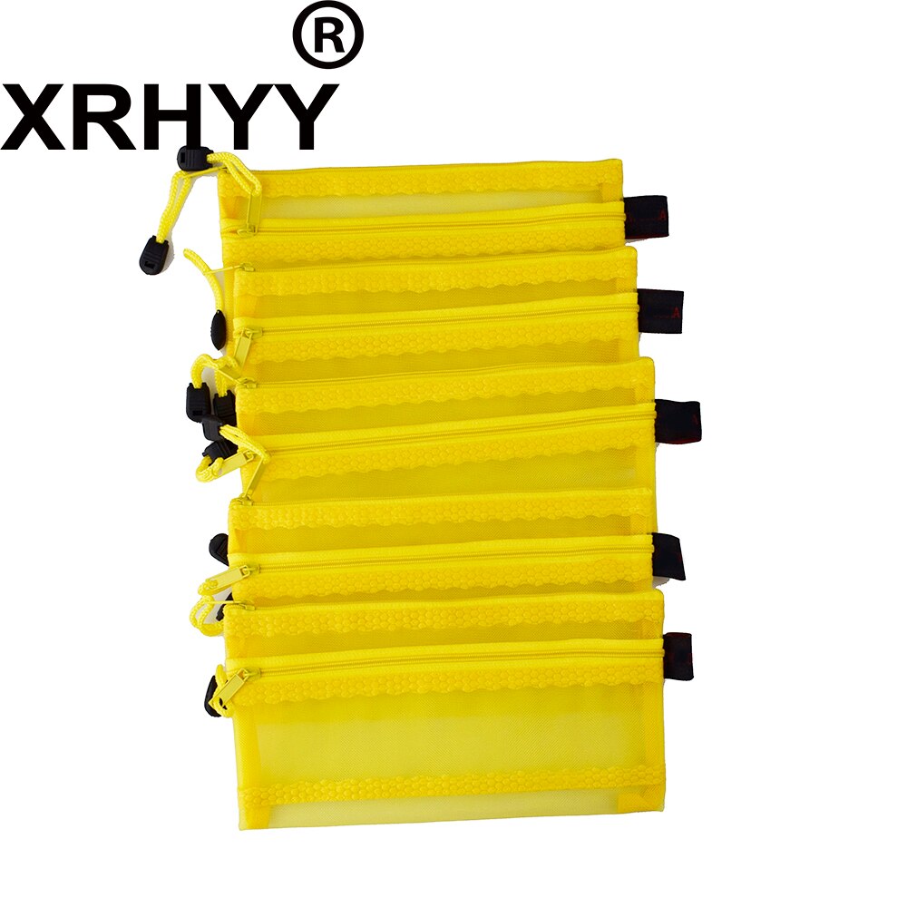 Studerende  a6 lærred lynlås dokumentlommer dobbelt lag mesh zip fil poser opbevaring blyant organizer pen brevpapirholder