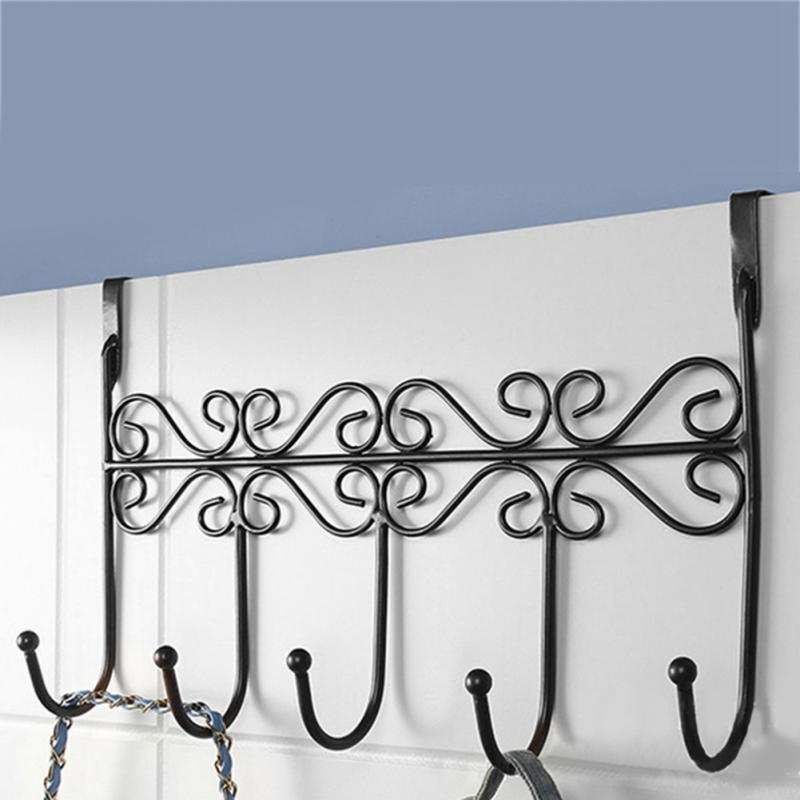 1pc ganchos de porta casa banheiro cozinha organizador chapéu toalha casaco roupas cabide porta ganchos parede porta pendurado rack titular: Black