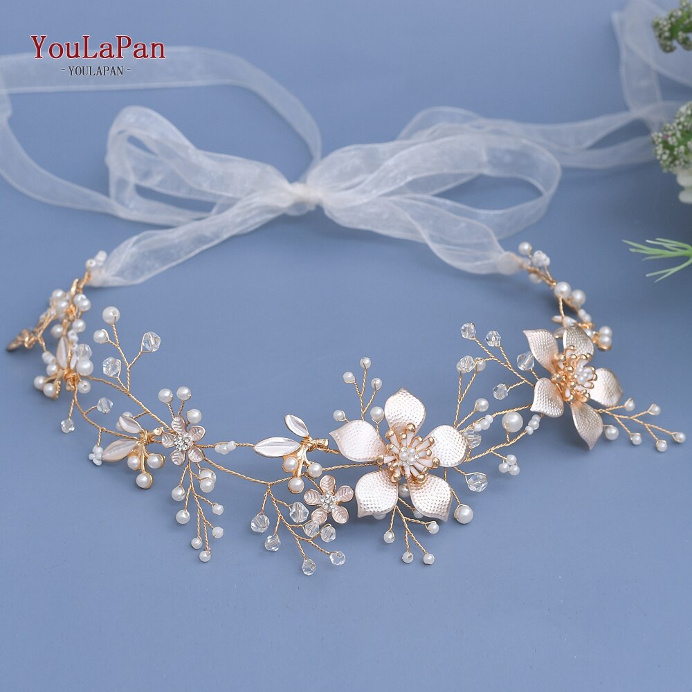 Youlapan SH357 Bruiloft Strass Trim Riem Gouden Bruids Riem Bloemen Bruids Sjerpriem Crystal Bruiloft Riemen Bruids Lint Sash