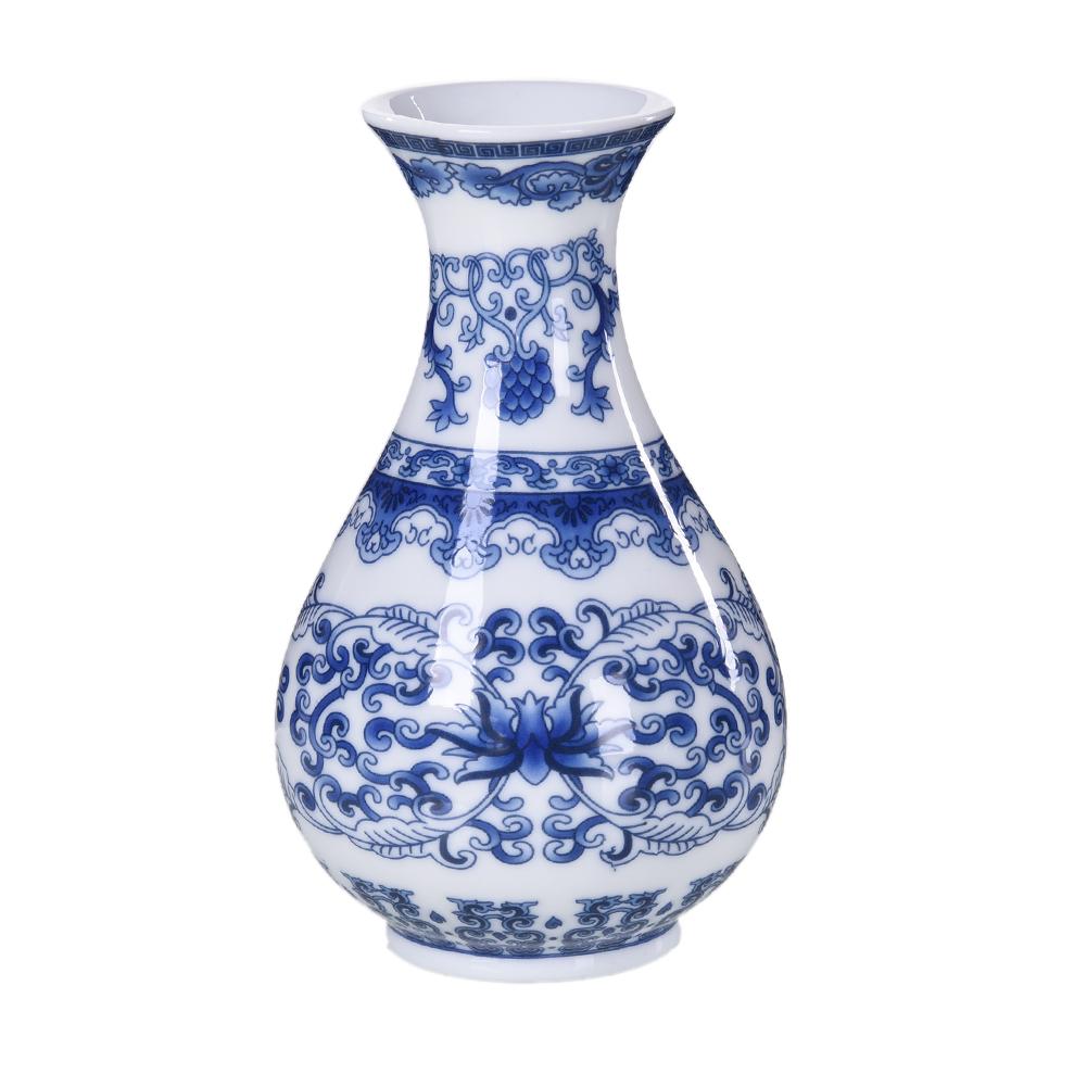 Jarrón decorativo Vintage chino de porcelana azul y blanca, jarrón de Arte de cerámica, jarrones decorativos para Decoración de mesa de hogar: C