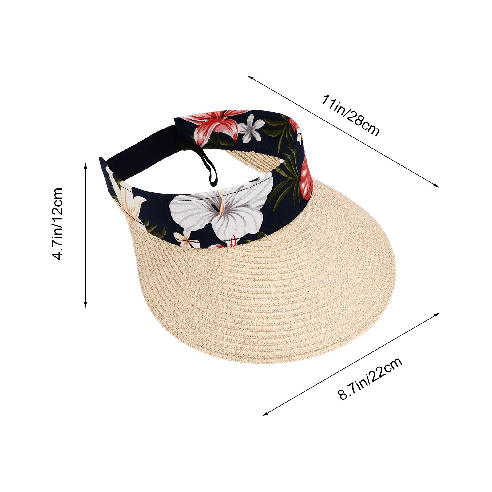 Braid Sun Visor Hat Outdoor Visor Cap Wide Brim Summer UV Protection Beach Cap
