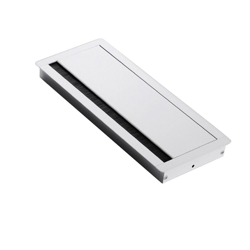 Accesorios para muebles, tapa para agujero de puerto de aleación de aluminio, toma de Cable, PC, ordenador, mesa, insertar Pasacables de escritorio, rectángulo con cepillo