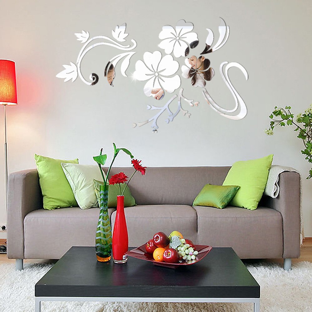 3D Spiegel Bloemen Art Verwijderbare Muursticker Acryl Muurschildering Decal Thuis Room Decor Muursticker Sticker Home Decor Art Diy