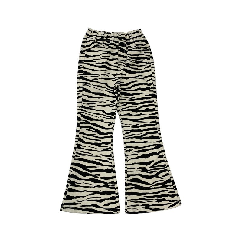 Pantaloni con motivo zebrato da bambina 2021 pantaloni a zampa occidentale Casual retrò stile Hong Kong da bambina primavera: 10