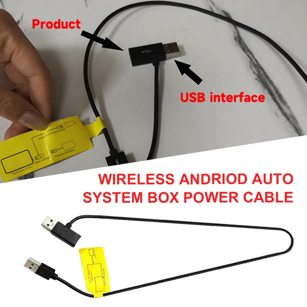12V Draadloze CarPlay AI Box Voedingskabel Android Auto Converter Tweepuntslijn USB-poort Voedingskabel Auto-adaptersnoer