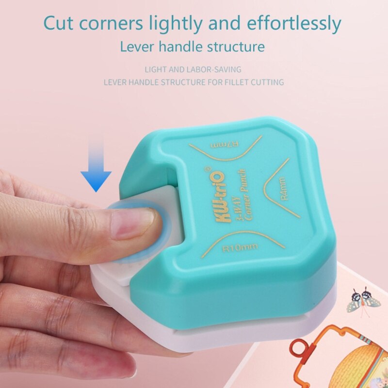 R4 R7 R10 3 In 1 Corner Rounder Papier Stoten Grens Cutter Card Scrapbooking