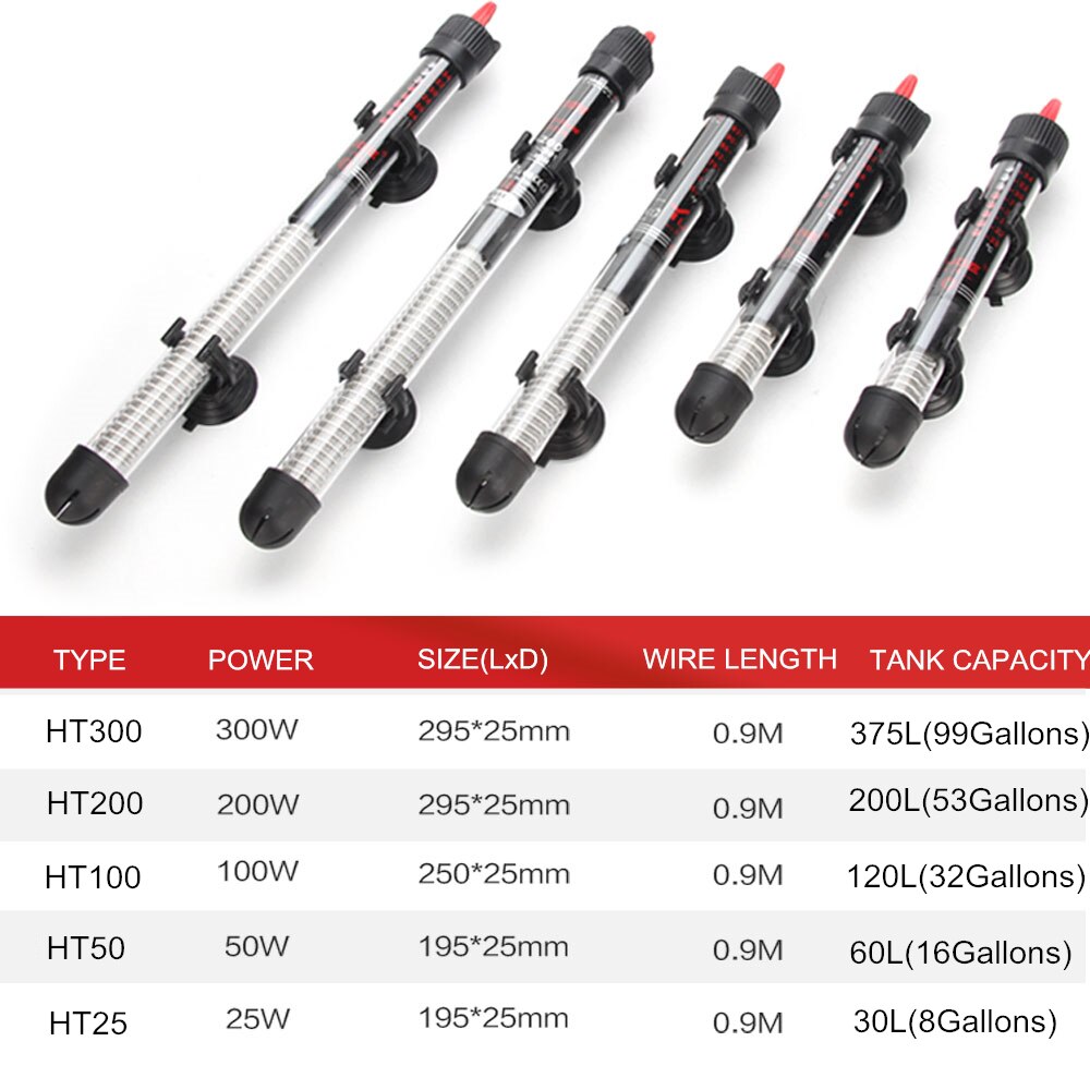 110V-220V Yuge Verstelbare Temperatuur Thermostaat Heater Rod 25W/ 50W/ 100W/ 200W/ 300W Dompelpompen Aquarium Fish Tank Water Warmte