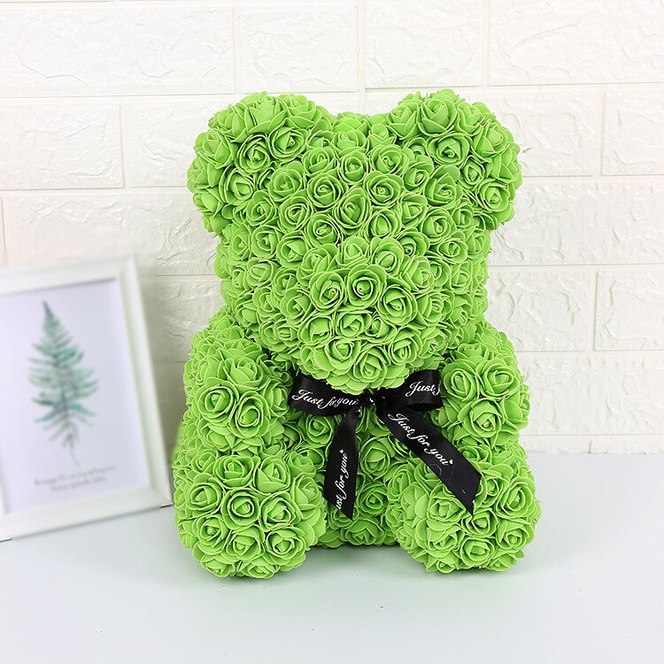 Ourson en roses artificielles, grand 40cm, ours en fleurs de polyéthylène, pour femmes, pour la saint-valentin, coffret noël mariage, décoration de maison: 14
