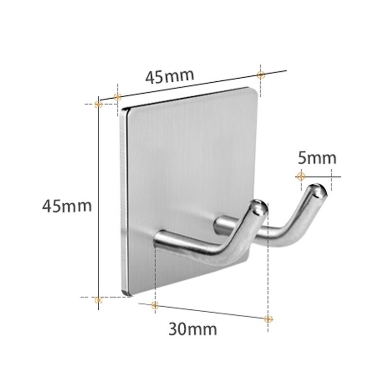 Crochets en acier inoxydable auto-adhésif mur porte crochet cuisine salle de bain porte-serviettes crochets clé cintre support multi-fonction organisateur: Oblique Double hook