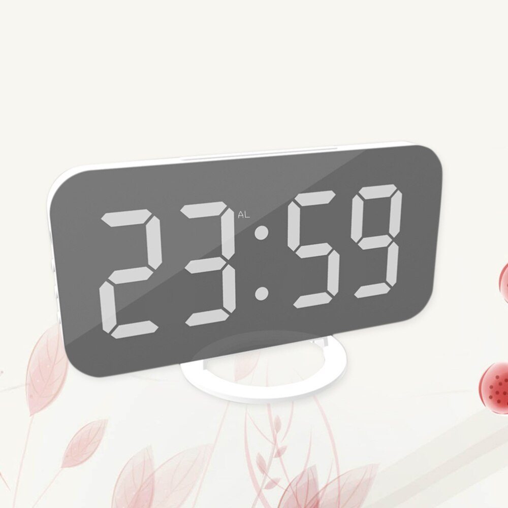 Digital Alarm Clock with Dual USB Charging Ports Large Easy-Read Mirror Surface LED Display Snooze Dimmer Function (Green)