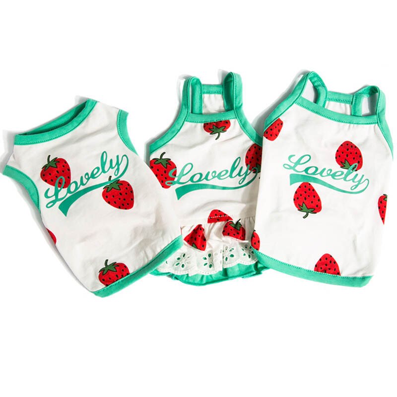 Pet Dog Clothes Spring Pet Shirt Clothing For Small Medium Dogs Costume Strawberry Puppy Pet Clothes Couple Dog Costume Dress