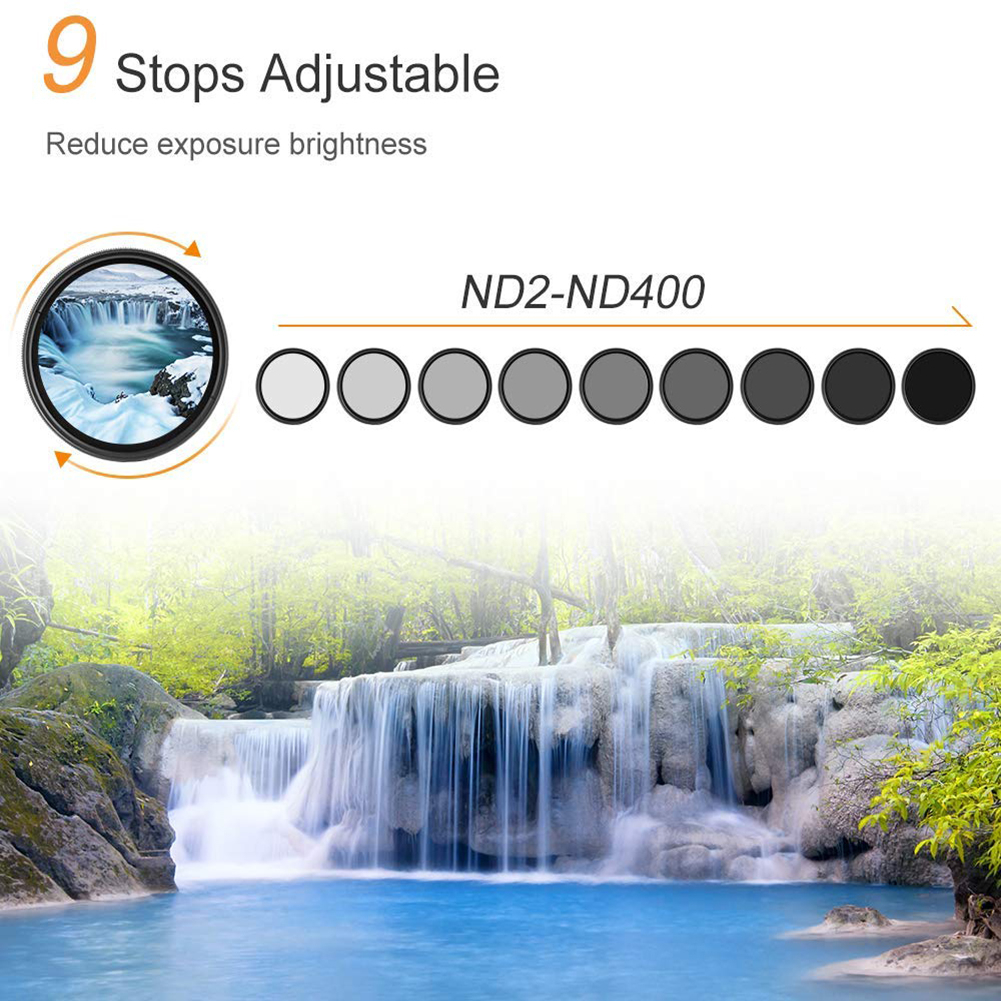 BAODELI Nd2-400 Variable Nd Filter 49 52 55 58 67 72 77 82 Mm For Camera Lens Canon M50 600d Nikon D3200 D3500 D5600 Sony A6000