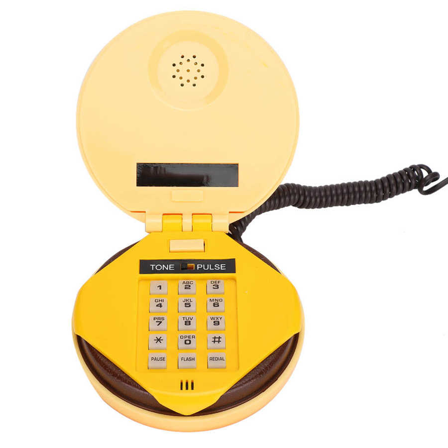 Wx -3019 mini telefon nyhet emulational hamburger telefon med blits re-slå metalltråd fasttelefon hjem dekorasjon