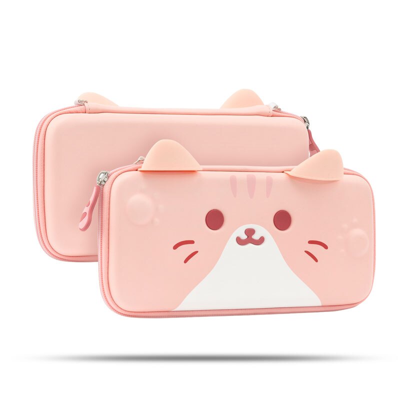 Bolsa de almacenamiento de silicona para Shiba Inu Switch, funda dura de poliuretano resistente al agua, estuche de transporte para NS, accesorios para Nintendo Switch: Pink Cat