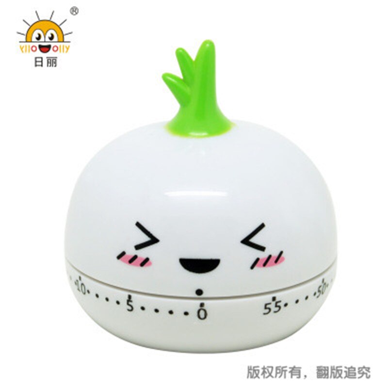 Kitchen Timer, 55 Minutes Cute Cartoon Mechanical Loud Alarm Counters Countdown Timer Cooking Tool: White