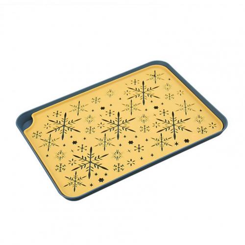 Kitchen Quick Drain Storage Tray Eco-friendly Hollow Pattern Plastic Rectangular Dessert Tray Supplies for Home: Yellow S