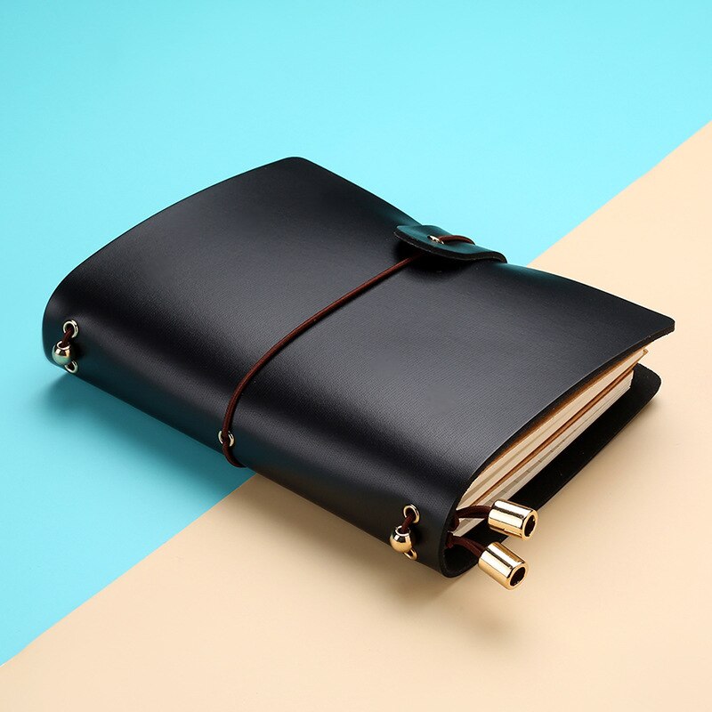 Small A7 Pocket Notebook PU Journal Vintage Planner Notepad Spiral Agenda Kawaii Diary Papeleria Stationery Supply: black