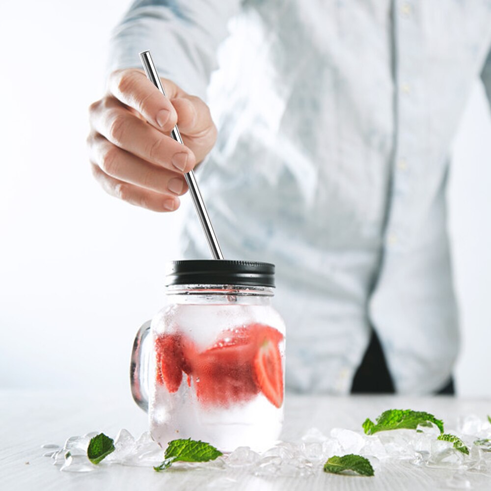 Herbruikbare metalen rietjesset roestvrij staal parel milkshake rietjesset veelkleurige hartvormige rietjes