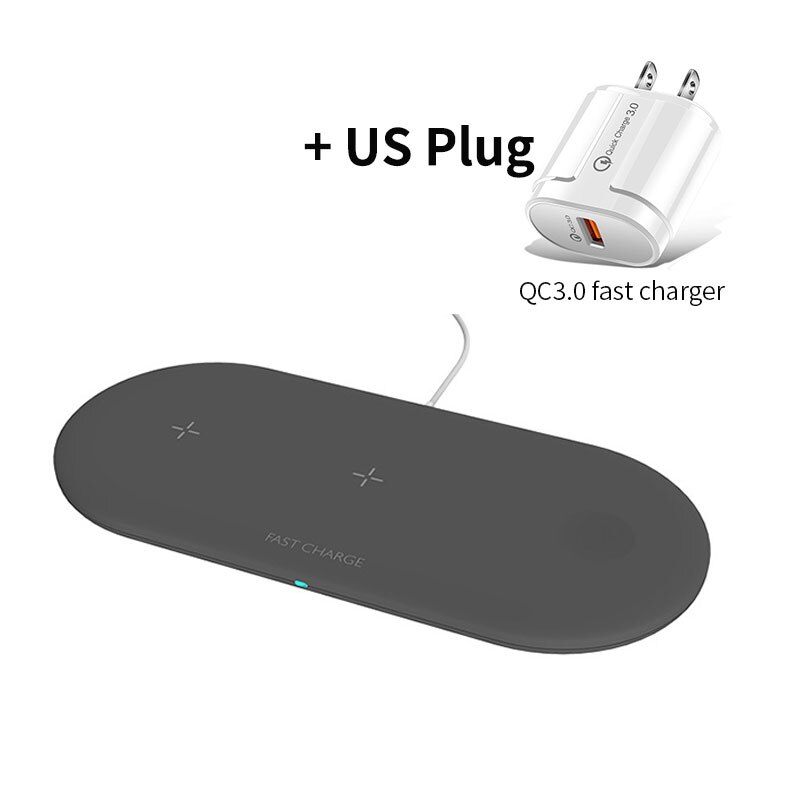 Voor Iphone 12 11 Pro 8 Samsung Note 10 Draadloze Oplader 3 In 1 10 W Snelle Draadloze Opladen Pad voor Airpods Pro Apple Horloge 6 5 4: Black With US Plug