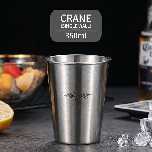 304 Stainless Cute Pattern Beer Mug Steel Beer Cup Coffee Mug With Double Wall Kitchen Drinkware For Kids Water Mug: Single Wall C