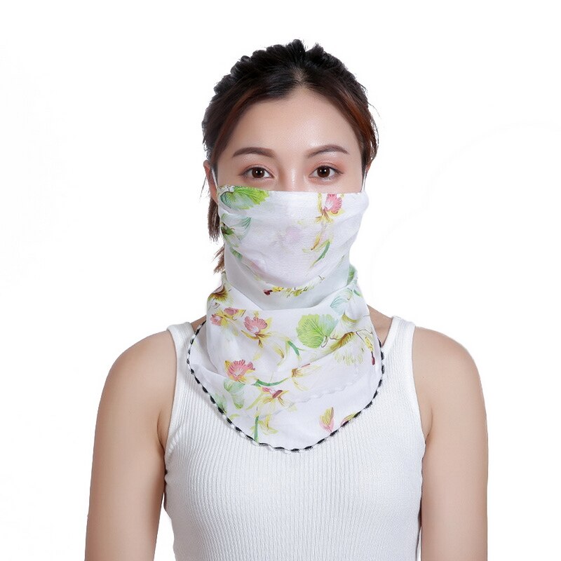 Mascarilla de protección solar nueva, bufanda de seda transpirable de verano fina y con protección del cuello, bufanda triangular de gasa con cobertura completa, para conducción al aire libre: 13