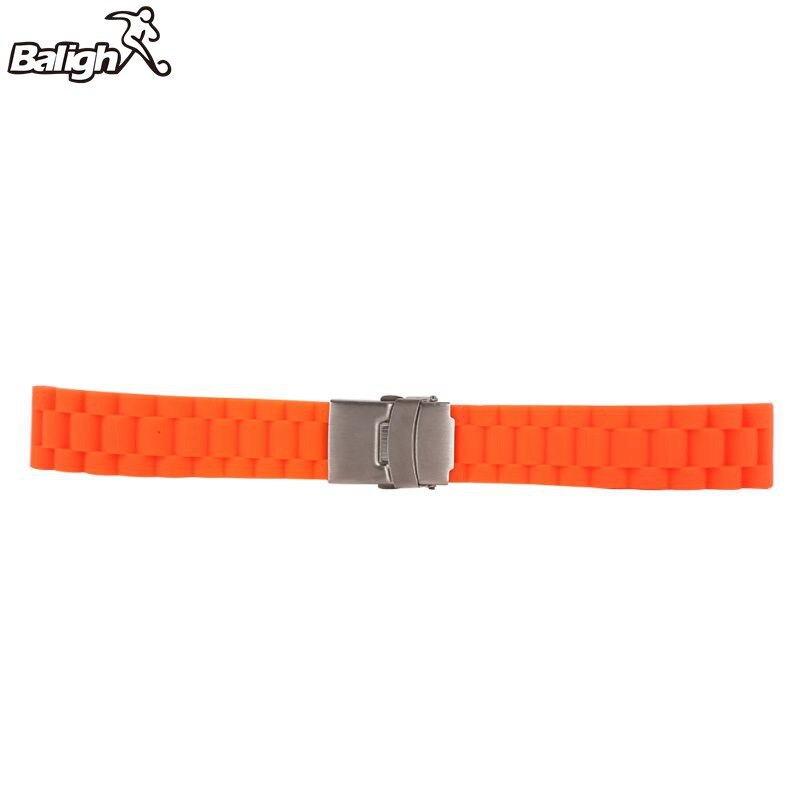 /Est/homme Silicone caoutchouc montre bracelet de montre bracelet étanche avec déploiement fermoir rouge Orange bleu café