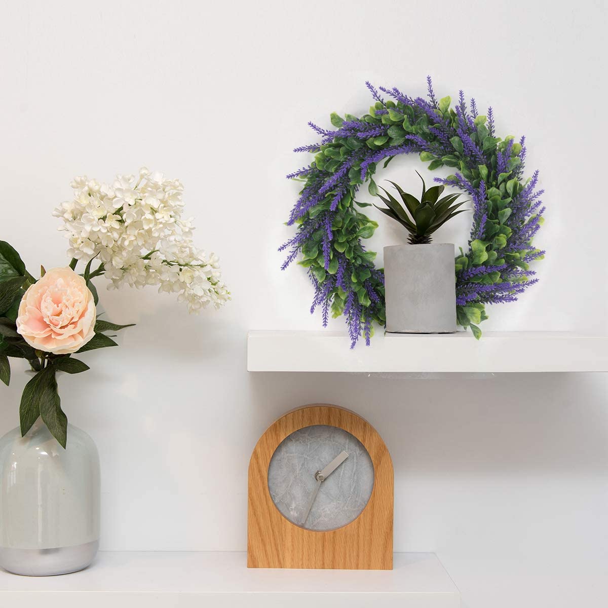 Lavendel krans, konstgjorda gröna blad blommakrans för ytterdörr bröllopsfest dekor